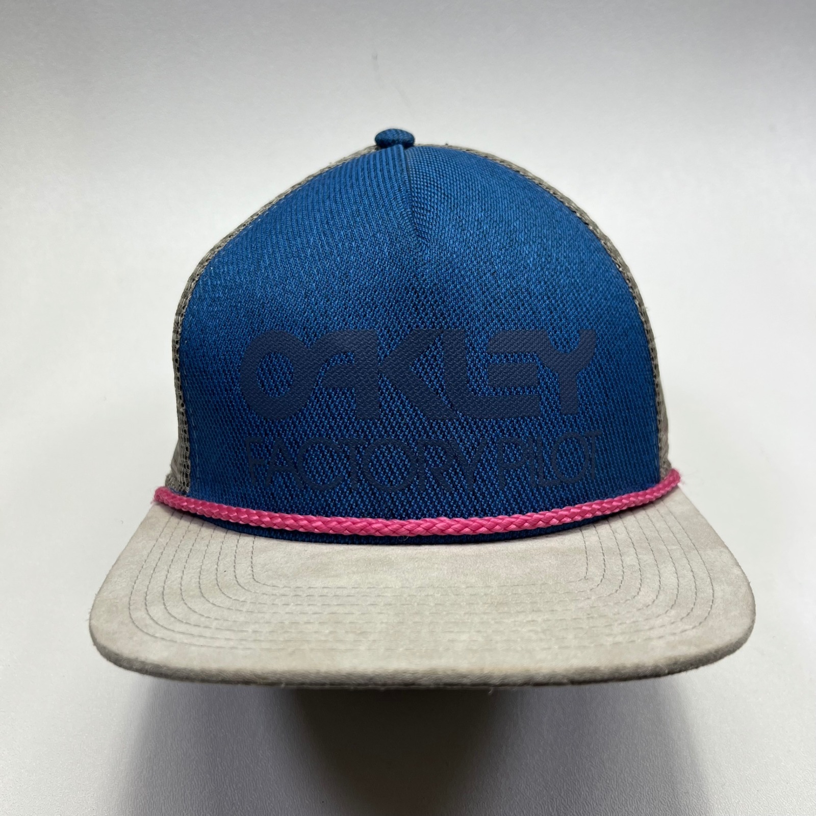 Oakley Factory Pilot Rope Hat Blue Grey Pink Snapback Trucker Cap Mesh Sp15
